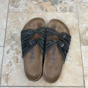 Birkenstock Women’s Granada Oiled Leather Soft Footbed Regular Width oiled gray